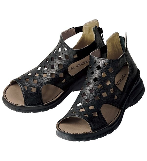 ルフラン（ルフラン）の「ｔｏ　ｂｅ　ｃｏｎｔｉｎｕｅｄ　ダイヤ柄パンチングサンダル（サンダル・ミュール）」｜ブラック