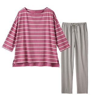 YU'NOW（ユナウ）の「コットン１００％おうちでもキレイ見えルームウェアセット（パジャマ・ルームウェア）」｜ピンク