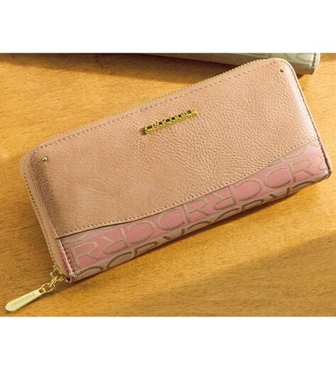 1metre carre ピンクベージュクロコダイル風長財布とパスケース 