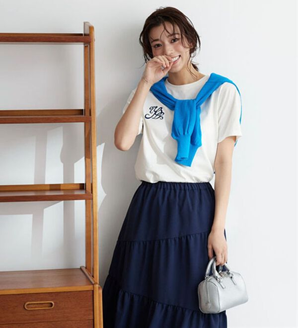 Pierrot（ピエロ）の「シルケット刺繍Ｔシャツ（Tシャツ）」｜詳細画像