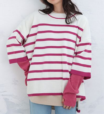 A HAPPY MARILYN（アハッピーマリリン）の「【Ｌ～６Ｌ】重ね着を楽しむレイヤード専用ニットプルオーバー（ニット・セーター）」