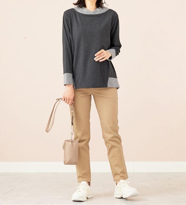 BELLUNA（ベルーナ）の「ワイドネックデザイン配色切替プルオーバー（カットソー）」｜詳細画像