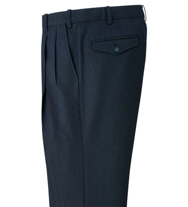 裾上げ済裏起毛すっきりシルエットスラックス ツータック - ベルーナ