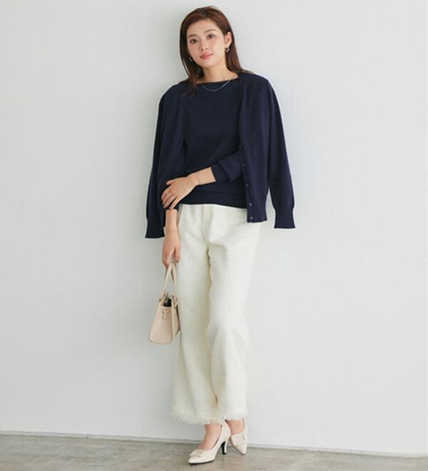 Pierrot（ピエロ）の「【Ｓ～３Ｌ】ネックが選べるプレミアムカシミヤタッチニット（ニット・セーター）」｜詳細画像