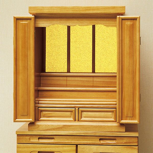 「セットでお得　天然木桐仏壇（仏壇・仏具）」｜ライトブラウン