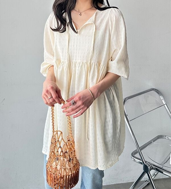 GeeRA（ジーラ）の「前後２ＷＡＹチェックペプラムチュニック（チュニック）」｜詳細画像