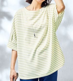 BELLUNA（ベルーナ）の「リップル素材ゆったりボーダープルオーバー（カットソー）」｜詳細画像