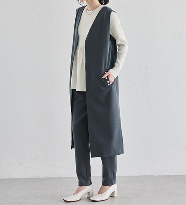 RANAN（ラナン）の「【セットアップ対応】パール調ビジュー付ロングジレ（ジレ）」｜詳細画像