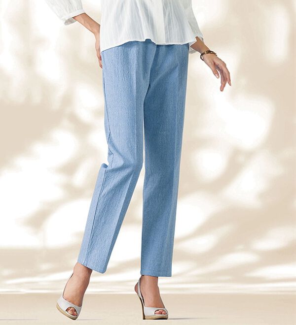 BELLUNA（ベルーナ）の「さらぽこサイズ満載デニムパンツ（フルレングスパンツ）」｜詳細画像