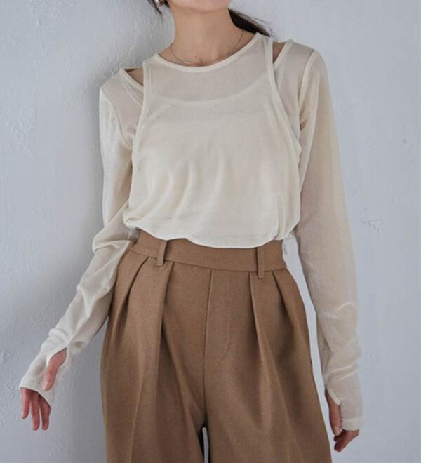 RANAN（ラナン）の「２ＷＡＹレイヤードシアーベロアトップス（カットソー）」｜詳細画像