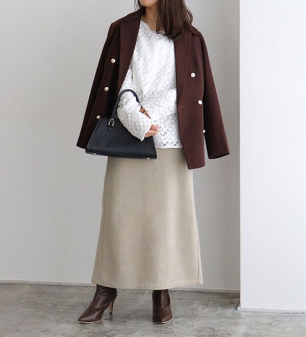 Pierrot（ピエロ）の「丈と柄が選べるカシミヤタッチＩラインスカート（ロングスカート）」｜詳細画像