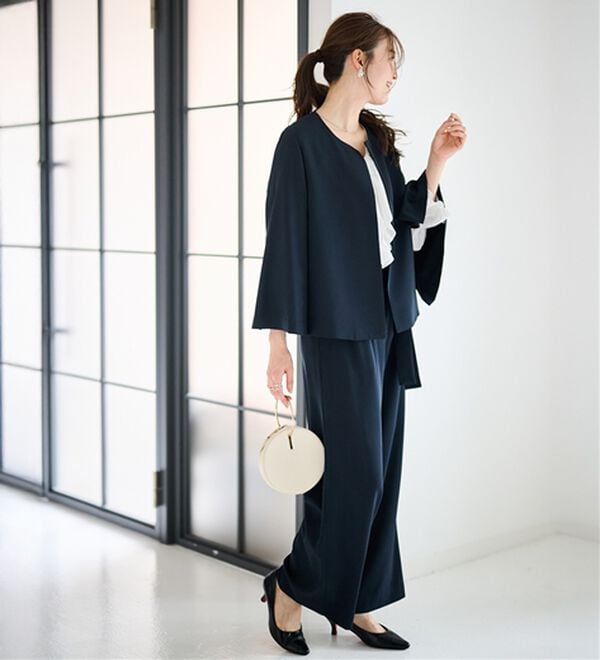 2点セット】防しわ！洗える！ケープライクジャケットセットアップ