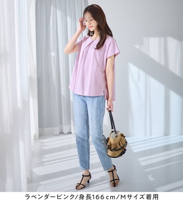 alotta（アロッタ）の「ひんやりタックデザインＴシャツ（カットソー）」｜詳細画像