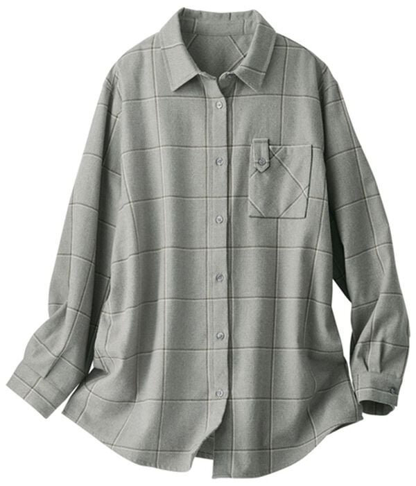 BELLUNA（ベルーナ）の「《ＨｕｇＲｅａｍコットン》ポケットシャツ（シャツ）」｜グレー系チェック