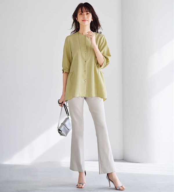 BELLUNA（ベルーナ）の「美脚見せ！冷感ストレッチフレアパンツ（フルレングスパンツ）」｜詳細画像