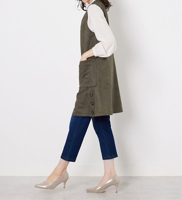 BELLUNA（ベルーナ）の「スエード調サイドボタンジャンパードレス（ジャンパースカート）」｜詳細画像