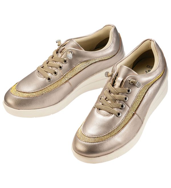 ルフラン（ルフラン）の「＜トゥビーコンティニュード＞ラメが煌めく４Ｅレザースニーカー（スニーカー）」｜シャンパン