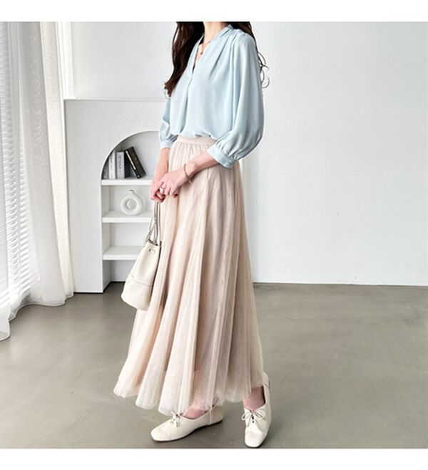 GeeRA（ジーラ）の「シルエットきれい！上品7分袖デザインブラウス（ブラウス）」｜詳細画像