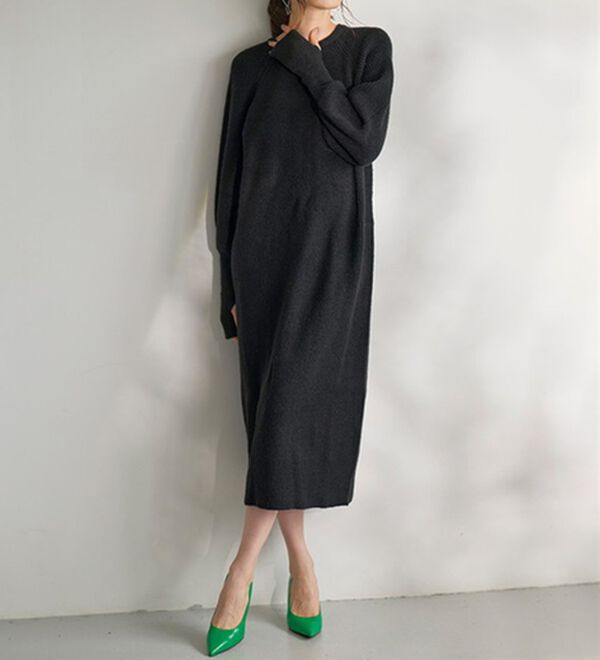 RANAN（ラナン）の「パール調ボタン付ロングニットワンピース（ニットワンピース）」｜詳細画像