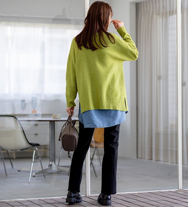 BELLUNA（ベルーナ）の「【快適Ｌａｂ．】洗える＆チクチクしにくい！ウール調ニットプルオーバー（ニット・セーター）」｜詳細画像