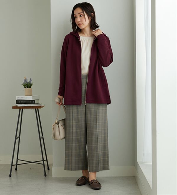 BELLUNA（ベルーナ）の「フードデザインとろみ素材ジップアップパーカー（パーカー）」｜詳細画像