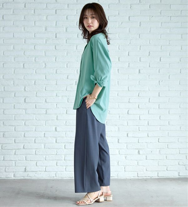 BELLUNA（ベルーナ）の「【吸水速乾】イージーケア！袖リボンシャツチュニック（チュニック）」｜詳細画像