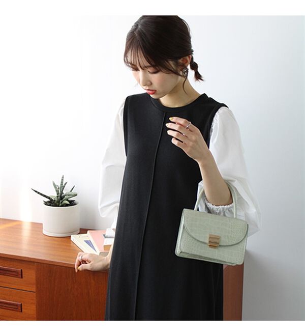 GeeRA（ジーラ）の「袖異素材カットソーワンピース（カットソーワンピース）」｜詳細画像