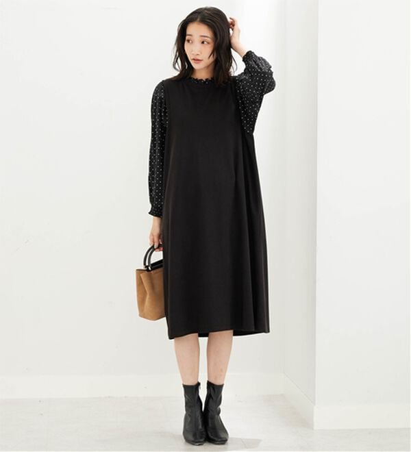 BELLUNA（ベルーナ）の「フリル衿異素材切替ワンピース（その他ワンピース）」｜詳細画像