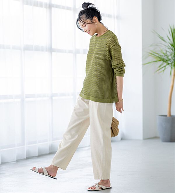 BELLUNA（ベルーナ）の「レーヨン麻入りゆったりワイドパンツ（フルレングスパンツ）」｜詳細画像