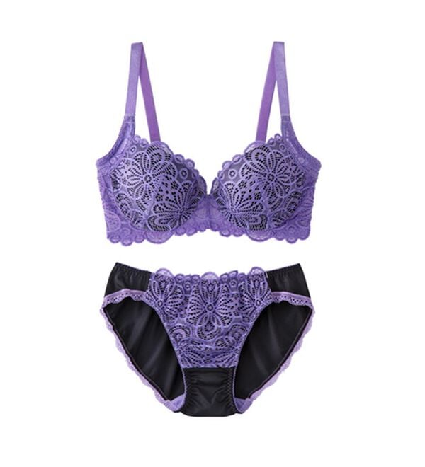 YU'NOW（ユナウ）の「レーシー脇高スッキリブラ＆ショーツ　～配色カラー～（ブラジャー＆ショーツセット）」｜詳細画像