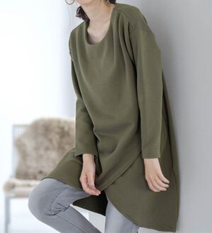 RANAN（ラナン）の「裏起毛！あったかアシメデザインチュニック（チュニック）」｜カーキ
