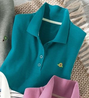 ルフラン（ルフラン）の「ナノプラチナ加工長袖ポロシャツ（ポロシャツ）」｜ターコイズ