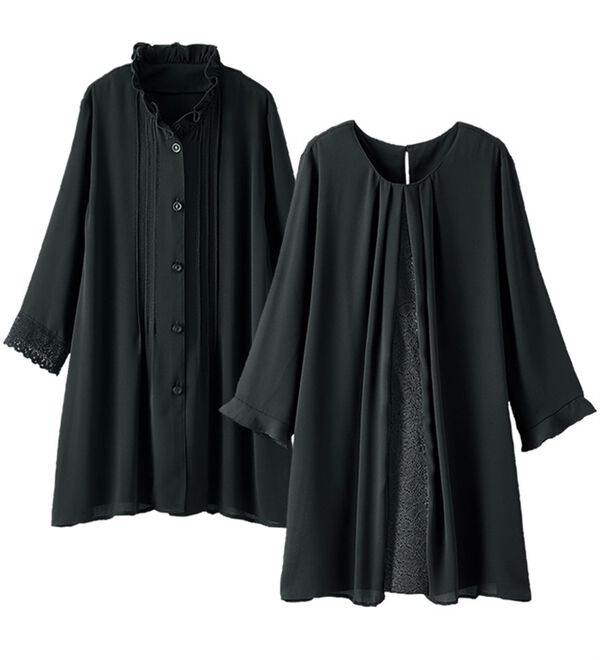 BELLUNA（ベルーナ）の「【２枚組】ジョーゼット素材デザインチュニック（チュニック）」｜詳細画像