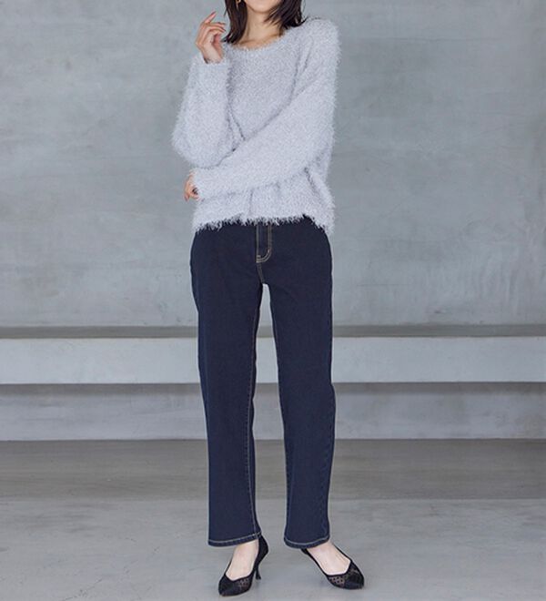 RANAN（ラナン）の「【裏起毛】ウエストゴムなのにスッキリ穿けるデニム（フルレングスパンツ）」｜詳細画像