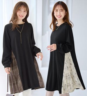 alotta（アロッタ）の「異素材切替チュニックワンピース（カットソーワンピース）」｜詳細画像