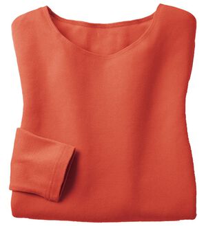 LAVIENNE（ラヴィエンヌ）の「【医師オススメ】綿１００％吸湿発熱あったかインナー　クルーネックインナー長袖＜LAVIHOTシリーズ＞（肌着・インナーウェア）」｜テラコッタ