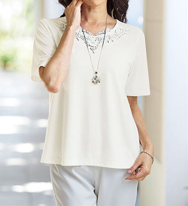 BELLUNA（ベルーナ）の「夏の日射しからカバー！カットジャカードアンサンブル（シャツ）」｜詳細画像