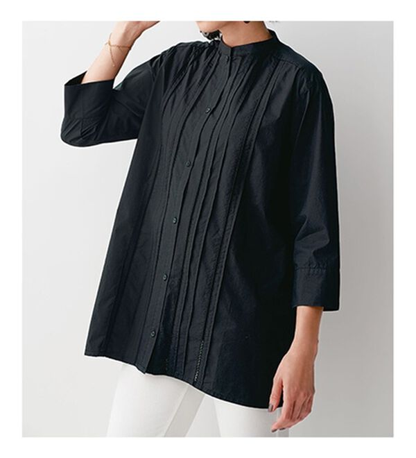 BELLUNA（ベルーナ）の「マーゼライズコットン１００％　アルガンオイル加工ピンタック使いブラウス（ブラウス）」｜詳細画像