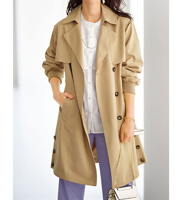 BELLUNA（ベルーナ）の「花粉対策！袖リブ使いトレンチコート（ロングコート）」｜ベージュ