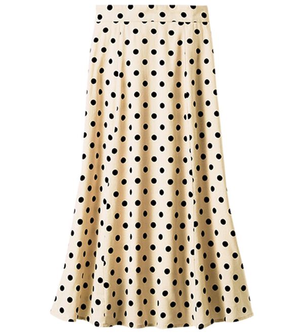 BELLUNA（ベルーナ）の「麻混素材ドット柄フレアースカート（ロングスカート）」｜詳細画像