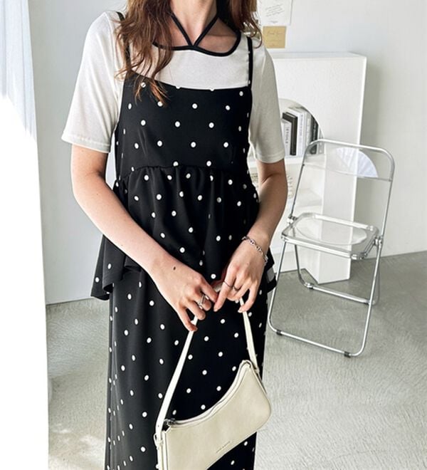 GeeRA（ジーラ）の「楽ちん！ペプラムキャミワンピース（カットソーワンピース）」｜詳細画像