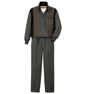 「上品さにこだわる紳士の杢調ホームスーツ（メンズルームウェア）」｜ブラウン