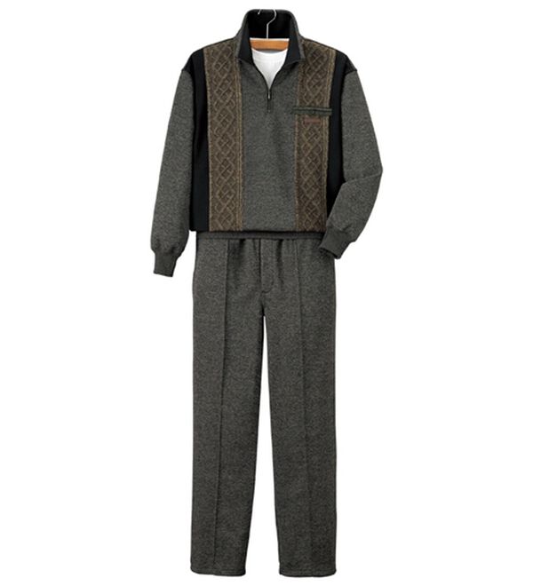 「上品さにこだわる紳士の杢調ホームスーツ（メンズルームウェア）」｜ブラウン