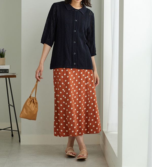 BELLUNA（ベルーナ）の「衿付き透かし編みニットカーディガン（ニットカーディガン）」｜詳細画像