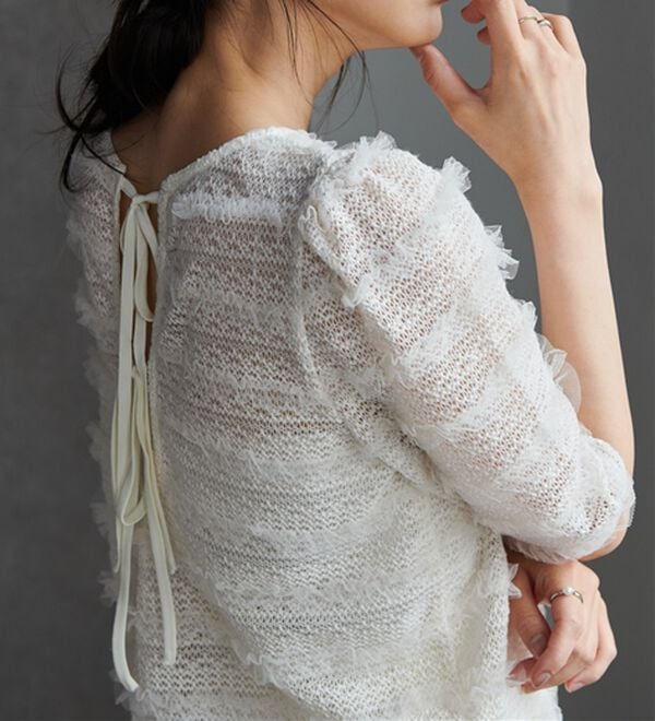 RANAN（ラナン）の「フリルレースパフスリーブトップス（カットソー）」｜詳細画像