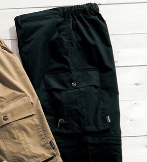 「＜ヘッド＞まさに画期的２ウェイカーゴパンツ（メンズフルレングスパンツ）」｜ブラック