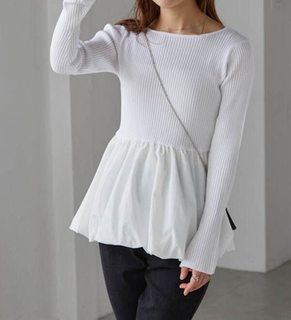 RANAN（ラナン）の「裾バルーンドッキングリブニット（ニット・セーター）」｜詳細画像