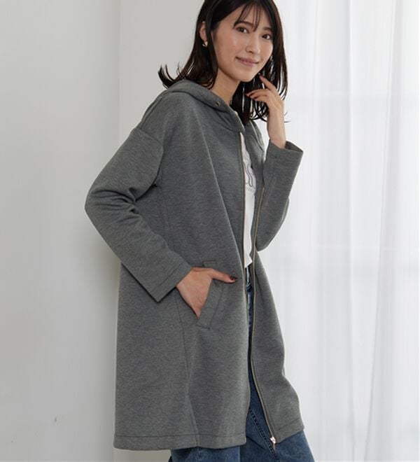 BELLUNA（ベルーナ）の「衿デザインロング丈パーカー（パーカー）」｜詳細画像