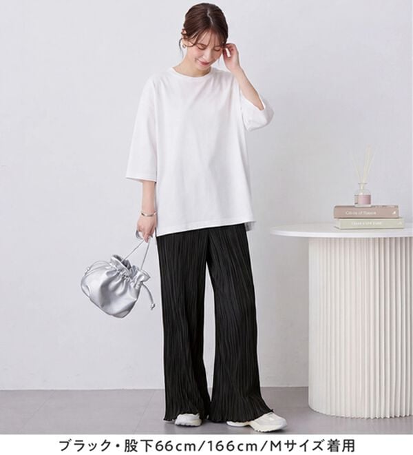 Viola e Viola（ヴィオラ エ ヴィオラ）の「着心地楽ちん！さらっと軽やかプリーツパンツ（フルレングスパンツ）」｜詳細画像