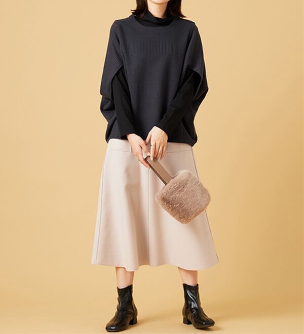 BELLUNA（ベルーナ）の「【2点セット】ジャカード素材ポンチョアンサンブル（アンサンブル）」｜詳細画像